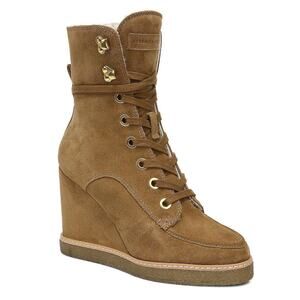Veronica Beard Ananya Wedge Bootie Water Repellent Suede Hazelwood‎ 9.5